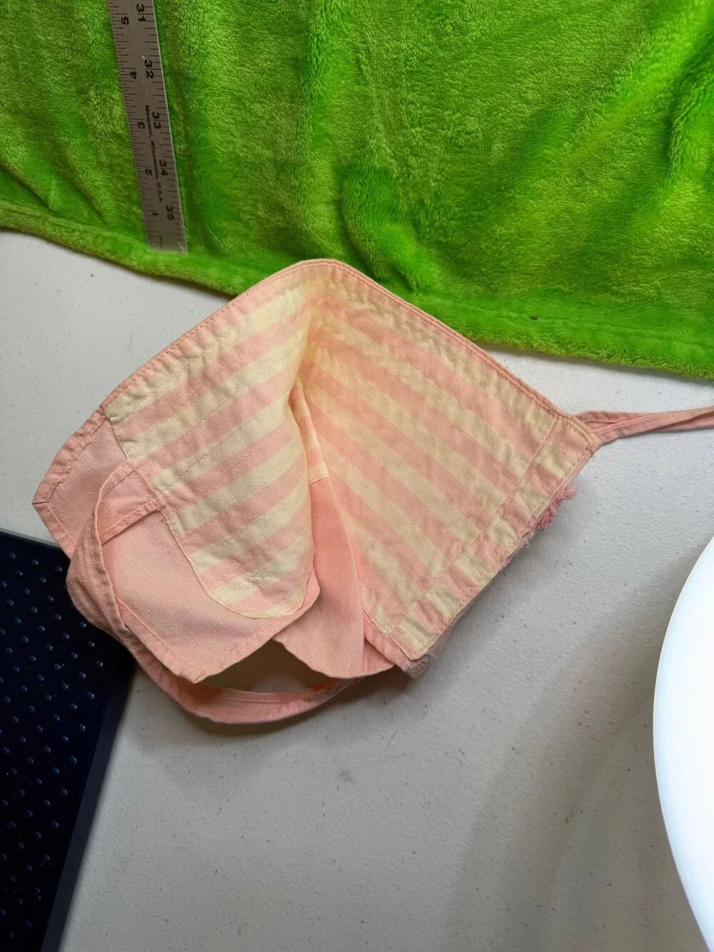Vintage 1950s Pink Cotton Baby Bonnet Snap Closure Tie Straps